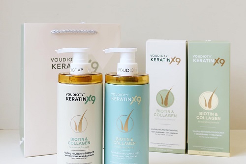 Cặp dầu gội xả Voudioty Keratin X9 Biotin & Collagen review-1
